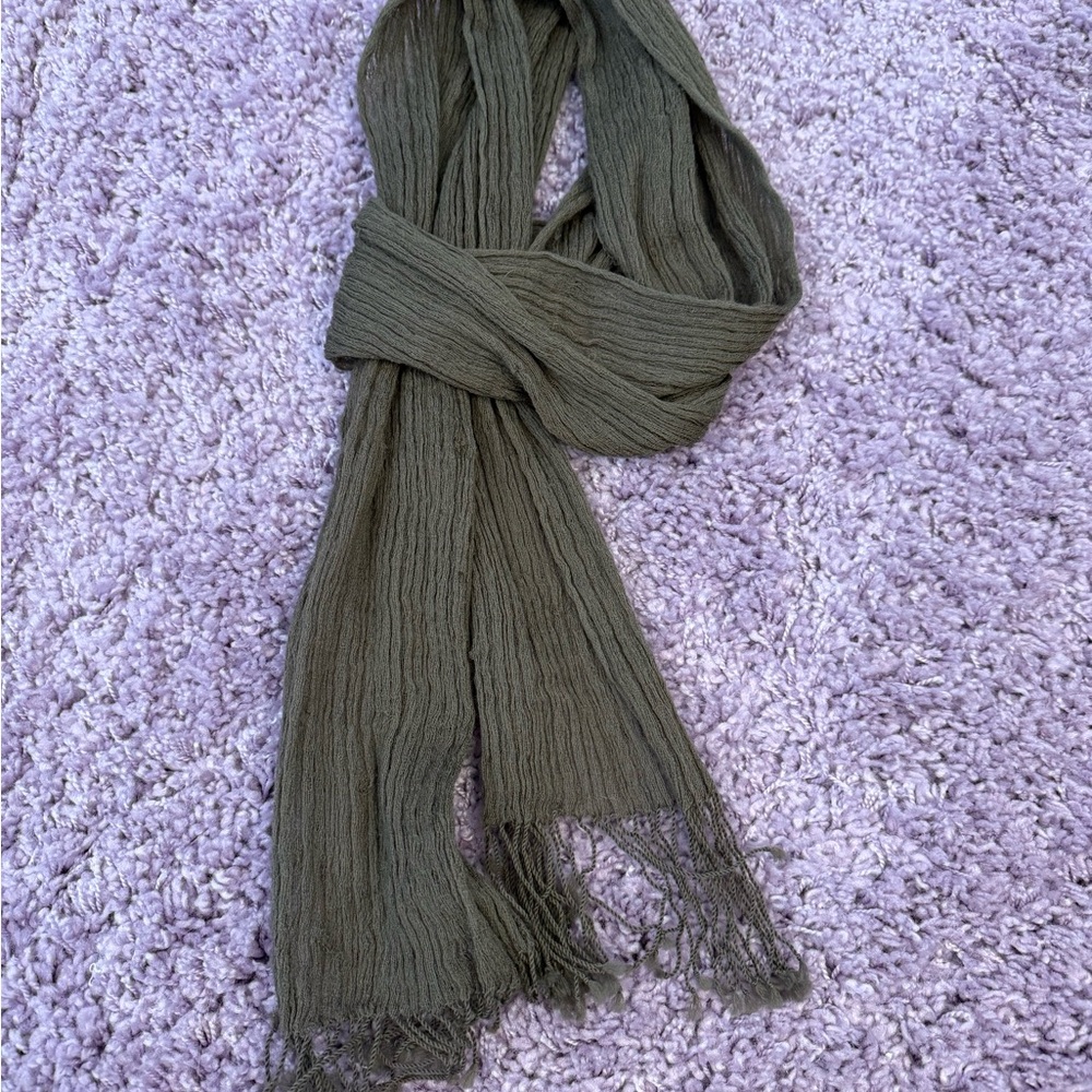 Olive Green Textured Scarf